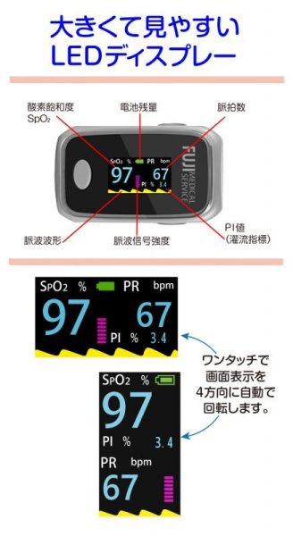 画像5: 【12時までのご注文当日出荷（土日祝はお休み）】シルバーグレイ パルスオキシメーター 医療機器認証  PI値（灌流指標）表示機能 国内検査済 医療用 おすすめ 心拍計 POF-01 (5)