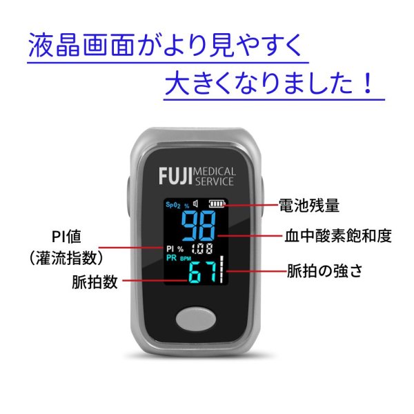 画像2: 【音と数値でお知らせするアラーム機能付き!】医療用パルスオキシメータ 医療機器認証  国内検査済 内蔵機能検査用器具  特定保守管理医療機器 (2)