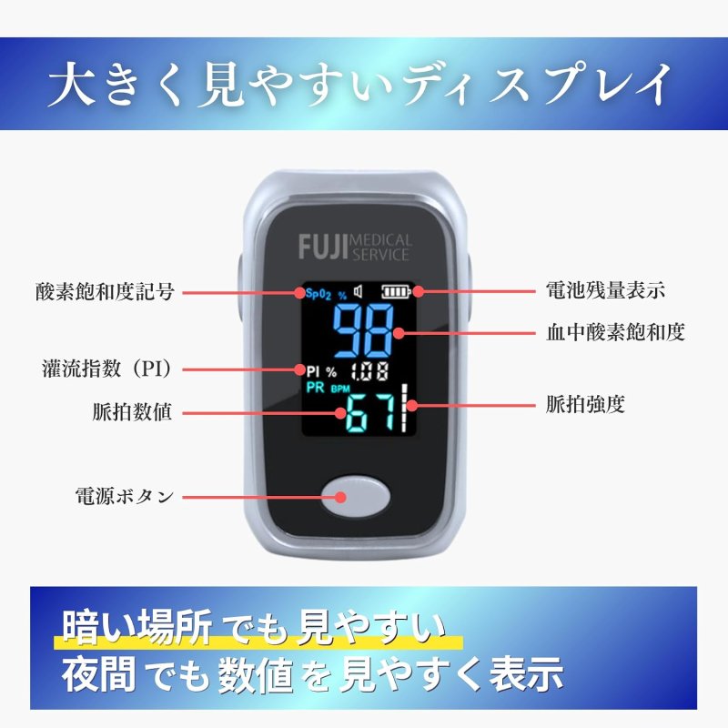 画像2: 【音と数値でお知らせするアラーム機能付き！】医療用パルスオキシメータ 医療機器認証  国内検査済 内蔵機能検査用器具  特定保守管理医療機器 (2)